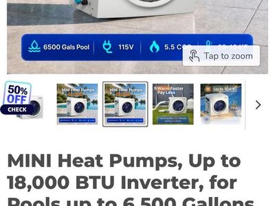 Aquastrong HEX018 18000 BTU Pool Heat Pump & Sand Filter for 6500 Gallon Pools, 115V