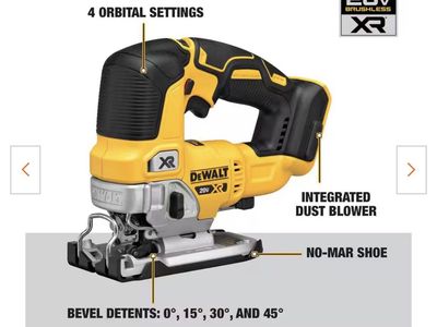 DEWALT DCS334B 20V MAX XR Cordless Brushless Jigsaw with 4 Orbital Settings & Dust Blower