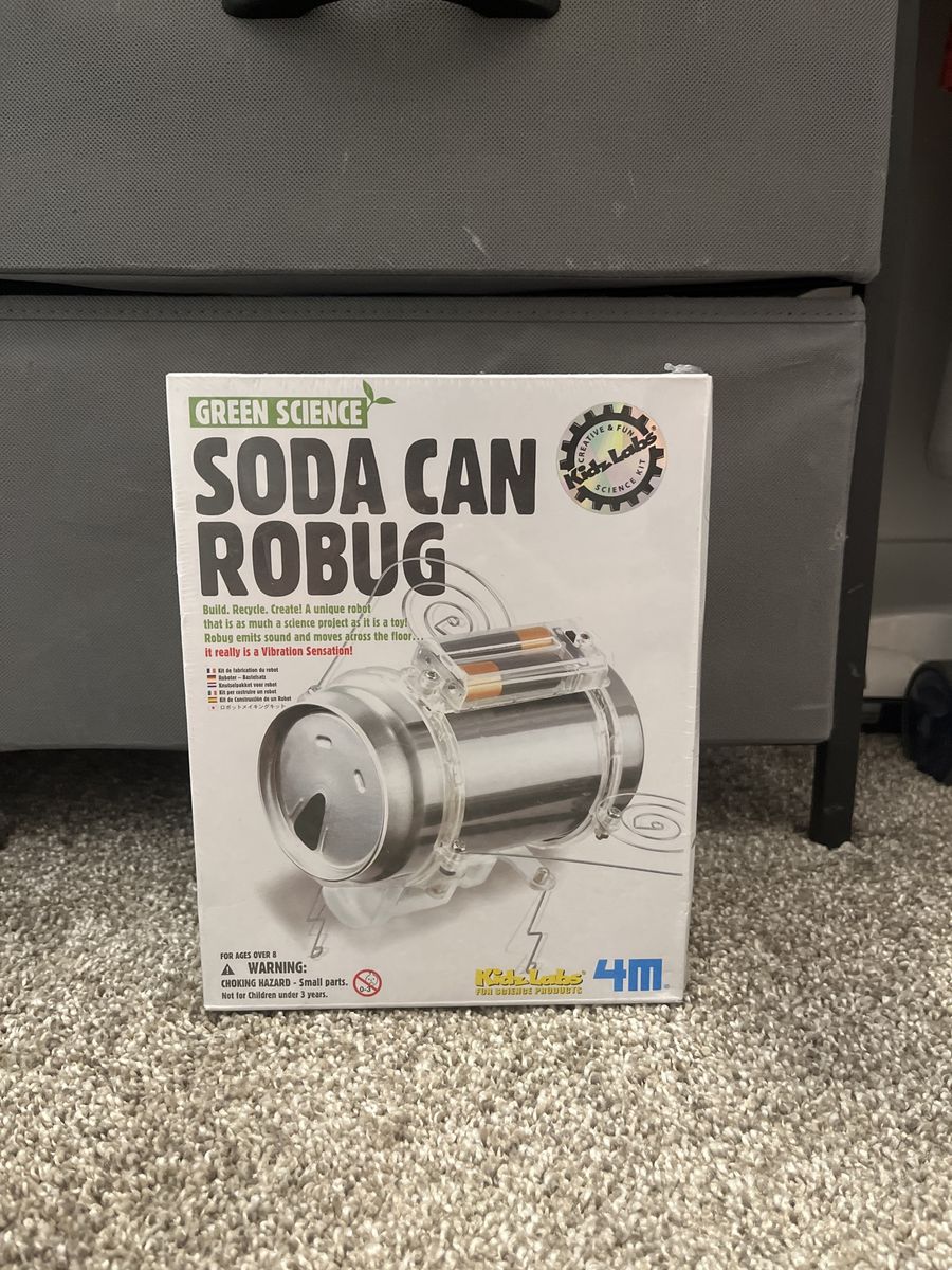 4M Green Science Soda Can Robug Kit - Build Your Own Vibrating Robot from a Recycled Can