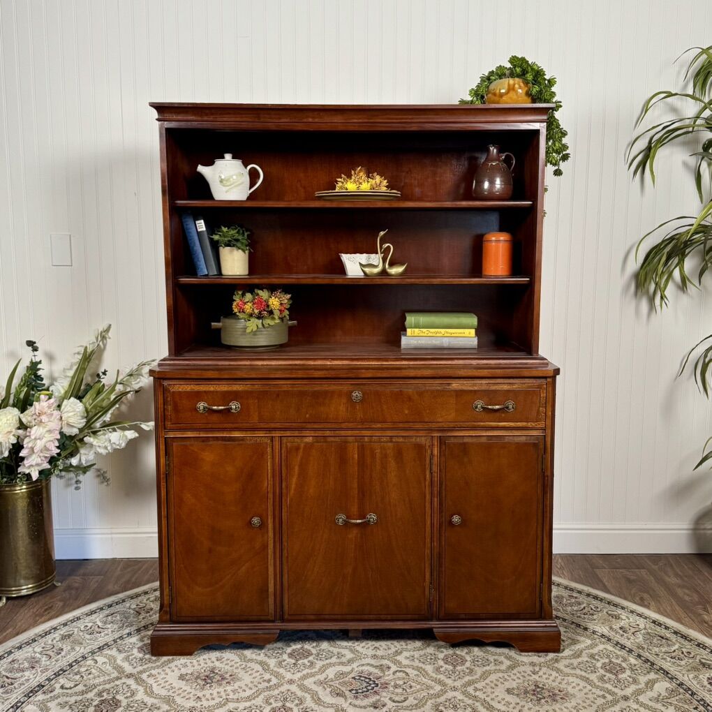 Vintage 2-Piece Craddock Mahogany Buffet & Hutch