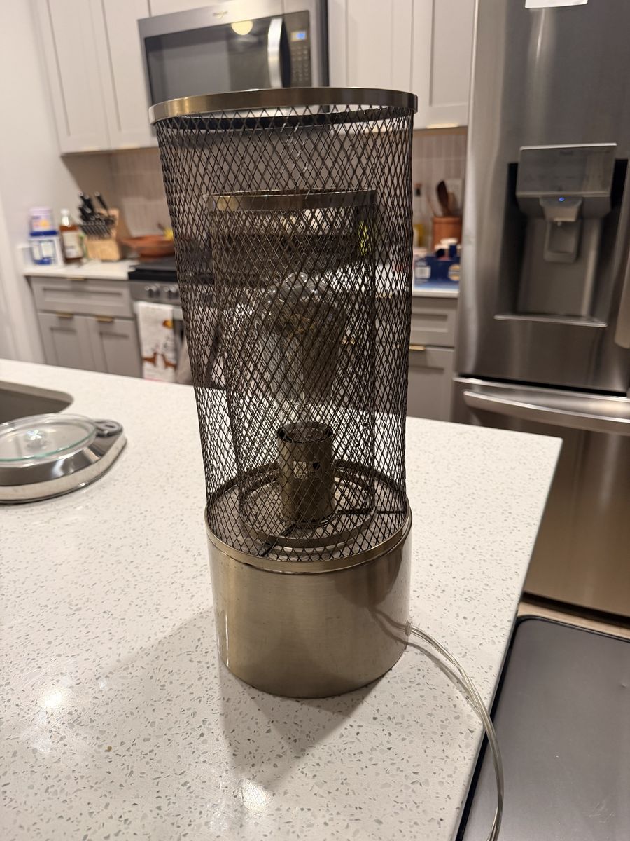 Modern Industrial Brass Mesh Cylinder Accent Table Lamp - 15 Inches
