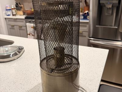 Modern Industrial Brass Mesh Cylinder Accent Table Lamp - 15 Inches