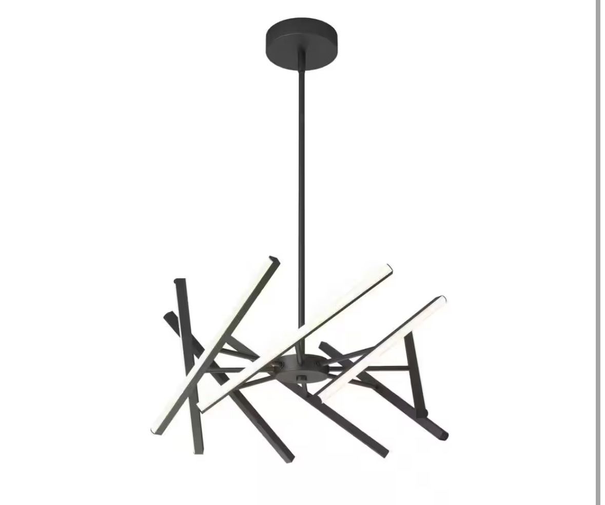New- Modern Black Abstract Linear LED Chandelier Ceiling Light Fixture