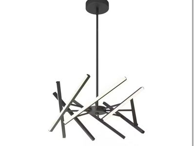 New- Modern Black Abstract Linear LED Chandelier Ceiling Light Fixture