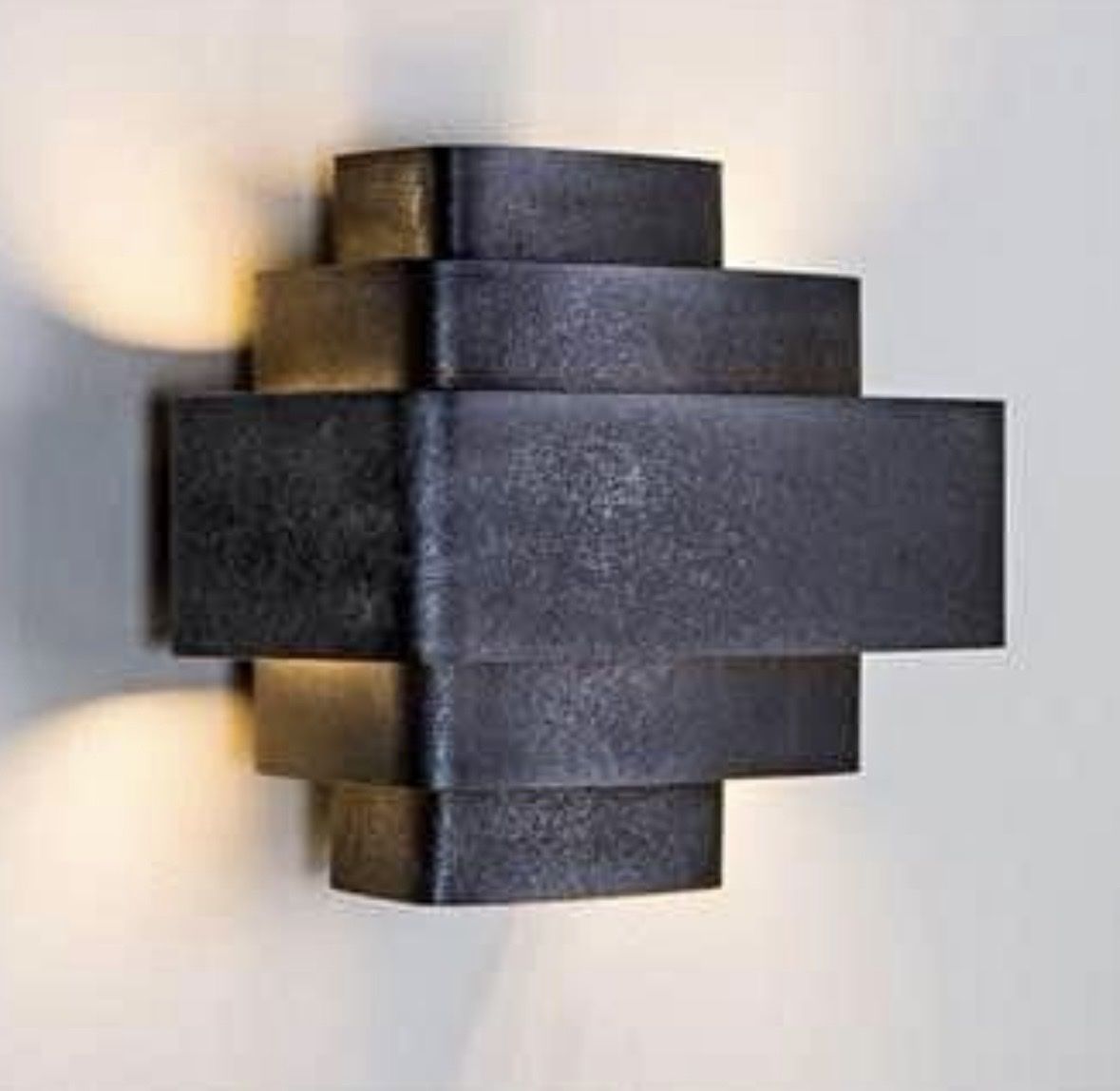 NEW Modern Pair Metal Tiered Wall Sconce Light Fixture - Contemporary Up/Down Lighting 