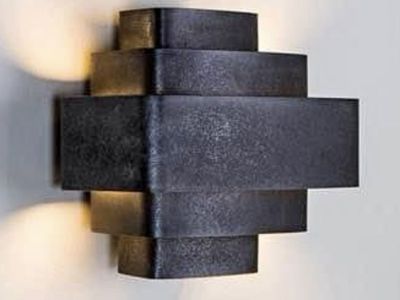 NEW Modern Pair Metal Tiered Wall Sconce Light Fixture - Contemporary Up/Down Lighting