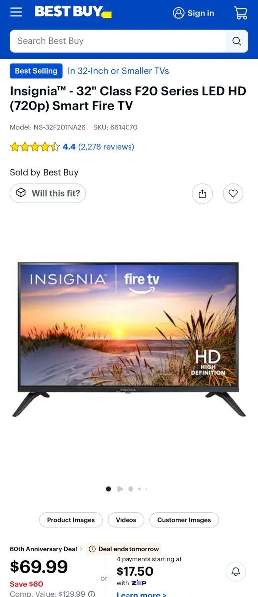 NIB- Insignia 32" Class F20 Series LED HD Smart Fire TV 