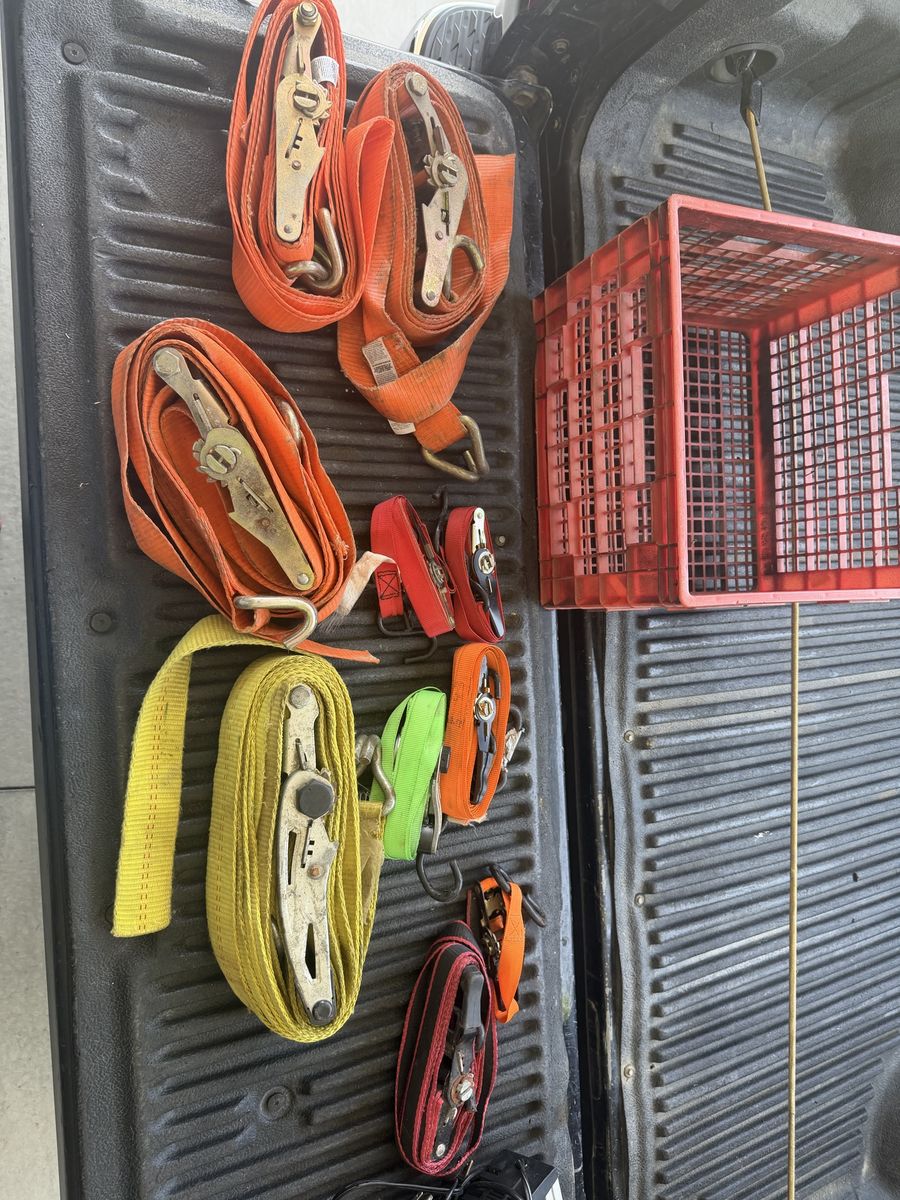 Assorted Heavy-Duty Ratchet Straps and Tie-Downs Lot. Cash only!