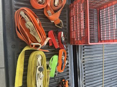 Assorted Heavy-Duty Ratchet Straps and Tie-Downs Lot. Cash only!