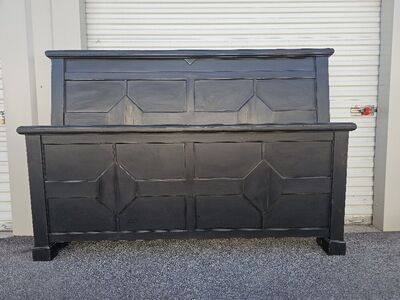 Rustic Black King Size Bed Frame with Head and Foot Board - Distressed Finish