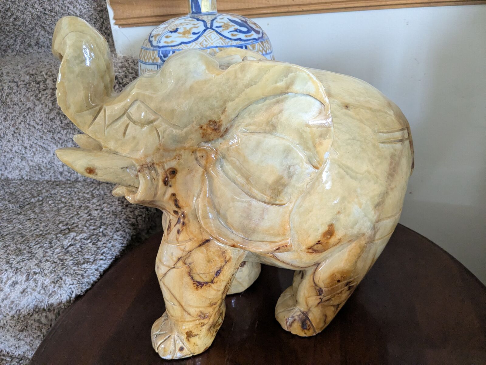 47lb Yellow Jade Elephant Sculpture