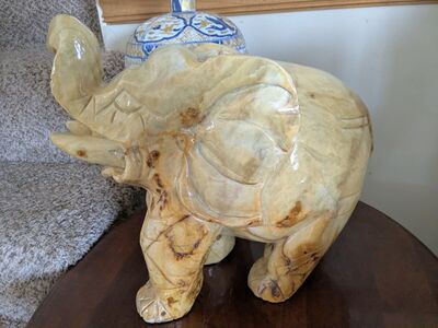 47lb Yellow Jade Elephant Sculpture