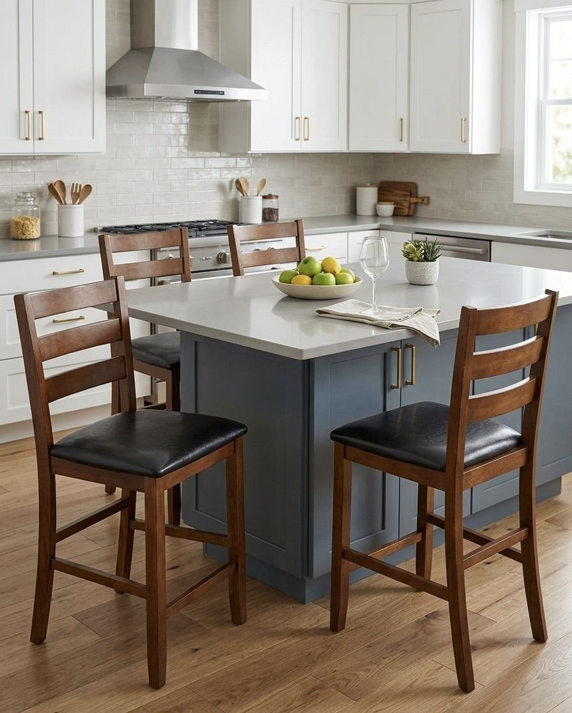 4 Solid Wood Bar Stools/ Dining Chairs