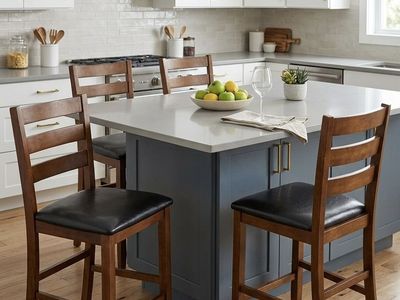 4 Solid Wood Bar Stools/ Dining Chairs