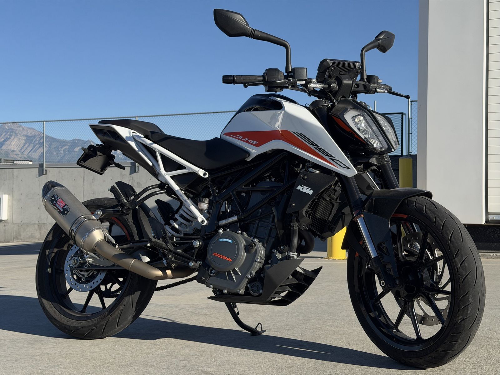 KTM Duke 390 Motorcycle - White/Orange, Yoshimura Exhaust