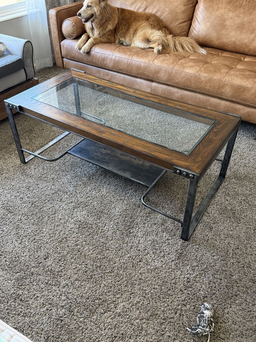 Industrial Style Coffee Table and 2 Side Tables - Used