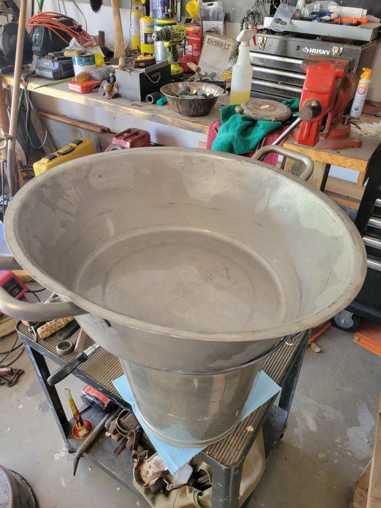 Large Aluminum Pot or Was Basin with Handles Vintage Farm Basin