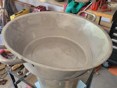 Large Aluminum Pot or Was Basin with Handles Vintage Farm Basin