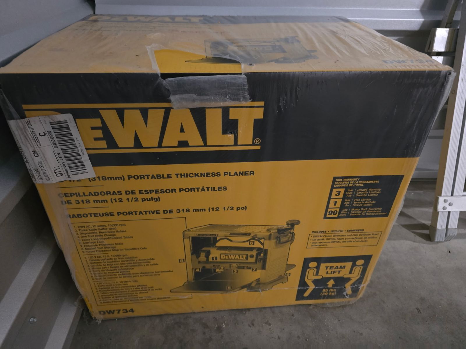 DeWalt DW734 12.5-inch 15-Amp Portable Thickness Planer with 3-Knife Cutter-Head, New