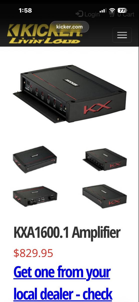 Kicker KX 1600.1 Mono Car Audio Amplifier with Bluetooth Bass Knob