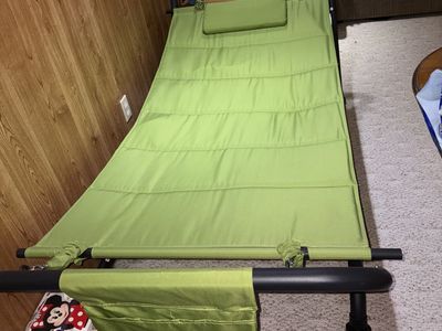 Green Hammock with Stand, Pillow, and Storage Pockets