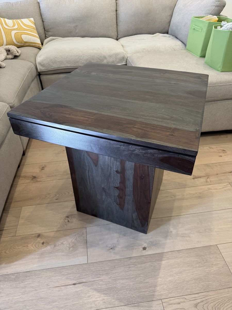 2 Modern Wooden Square Accent Table with Unique Grain Finish