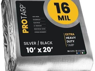 Protarp 10 ft. x 20 ft. Silver/Black 16 Mil Heavy Duty Polyethylene Tarp, Waterproof, UV Resistant, Rip and Tear Proof