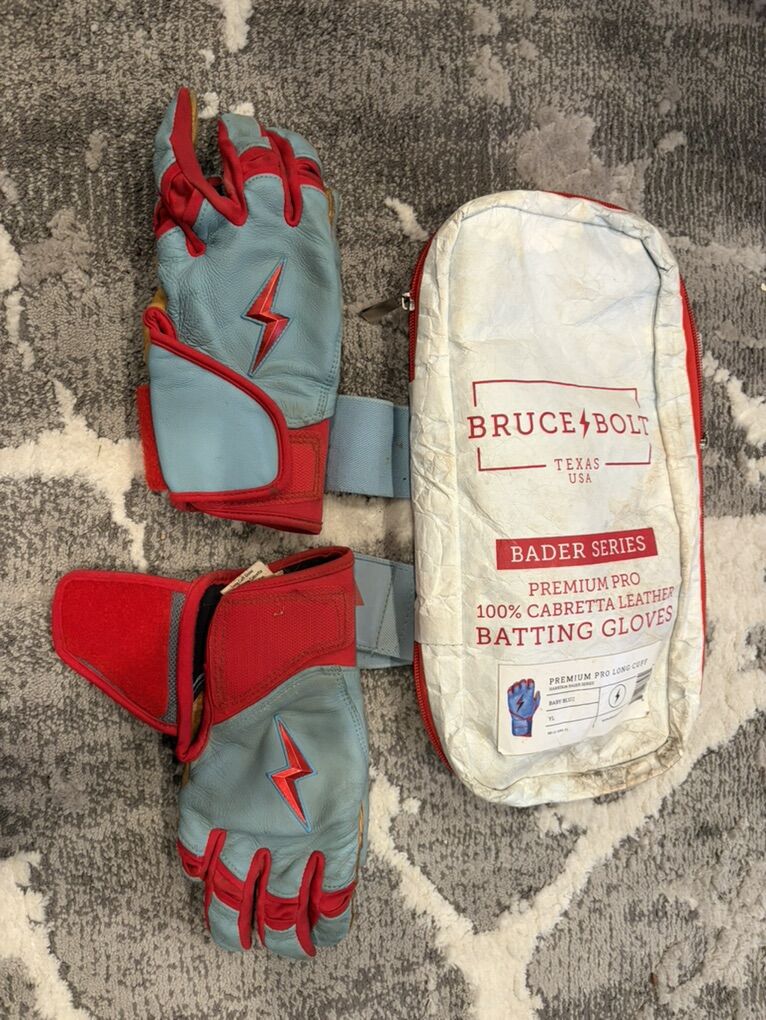 Bruce Bolt Batting Gloves Baby Blue Youth L