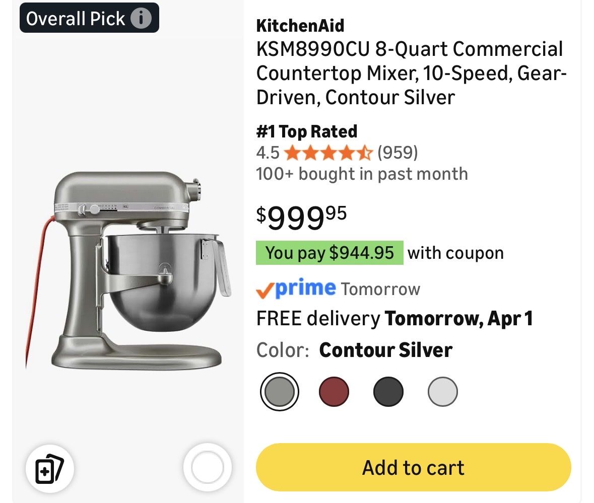 KitchenAid Commercial 8 QT