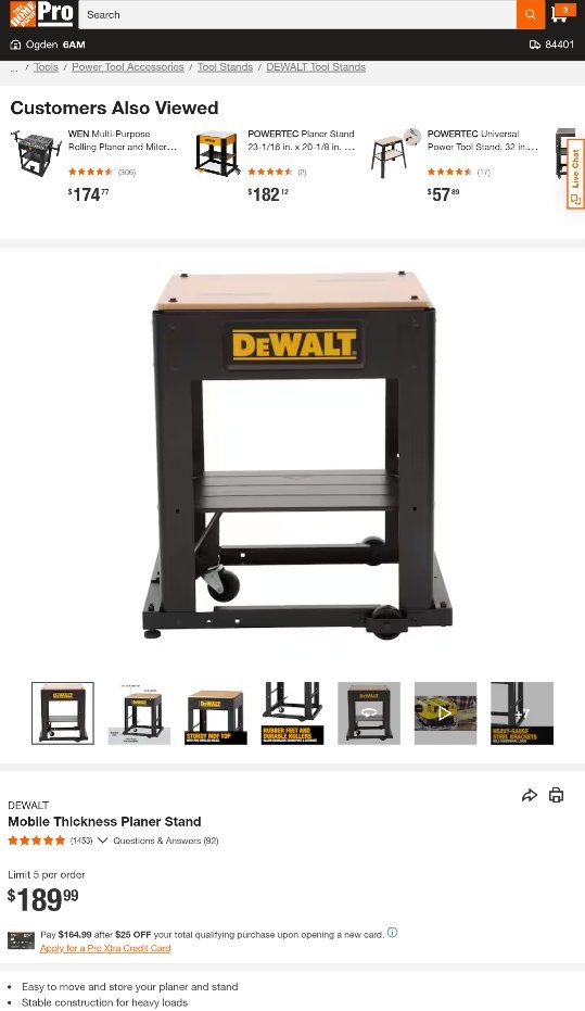 New DeWalt Mobile Planer Stand Table Workbench Woodworking.