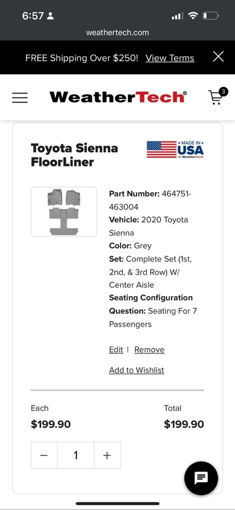 WeatherTech 2011-2020 Toyota Floor Mats & Shade