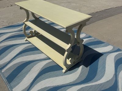 Cream Carved Wood Console Table