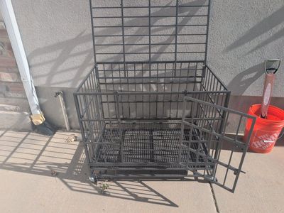 38" Heavy Duty Dog Crate Pet Kennel Cage with Wheels two main openings and a removable Tray - Large