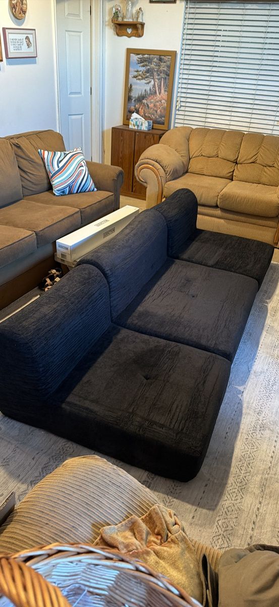Black 3-Piece Boneless Modular Sofa