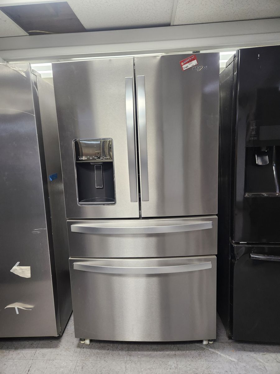 GREAT WHIRLPOOL STAINLESS STEEL 4 DOOR FRIDGE! W-WARRANTY