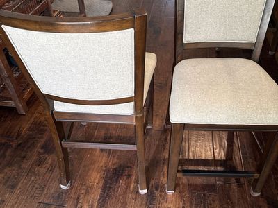 Set of Upholstered Counter Height Dining Chairs with Wood Finish