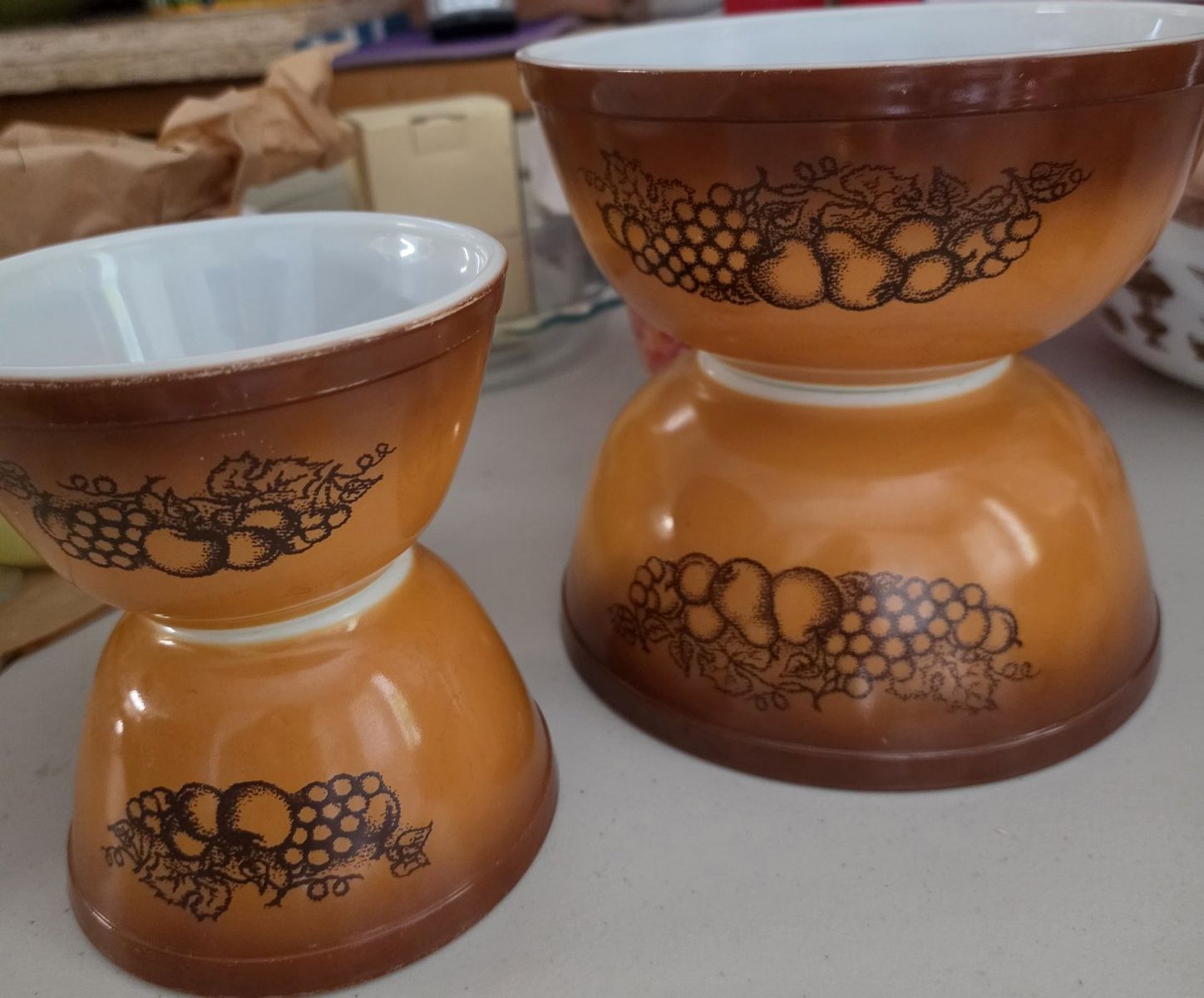 Vintage Pyrex Old Orchard Nesting Bowls