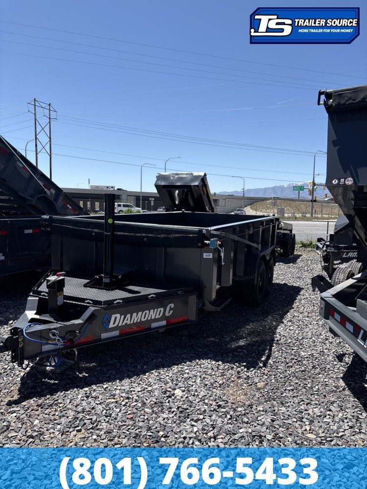 7x14 Diamond C LPT 207 Dump Trailer - 32" Sides - 15.5K GVWR - 14 Ply Tires, Long Arm Tarp