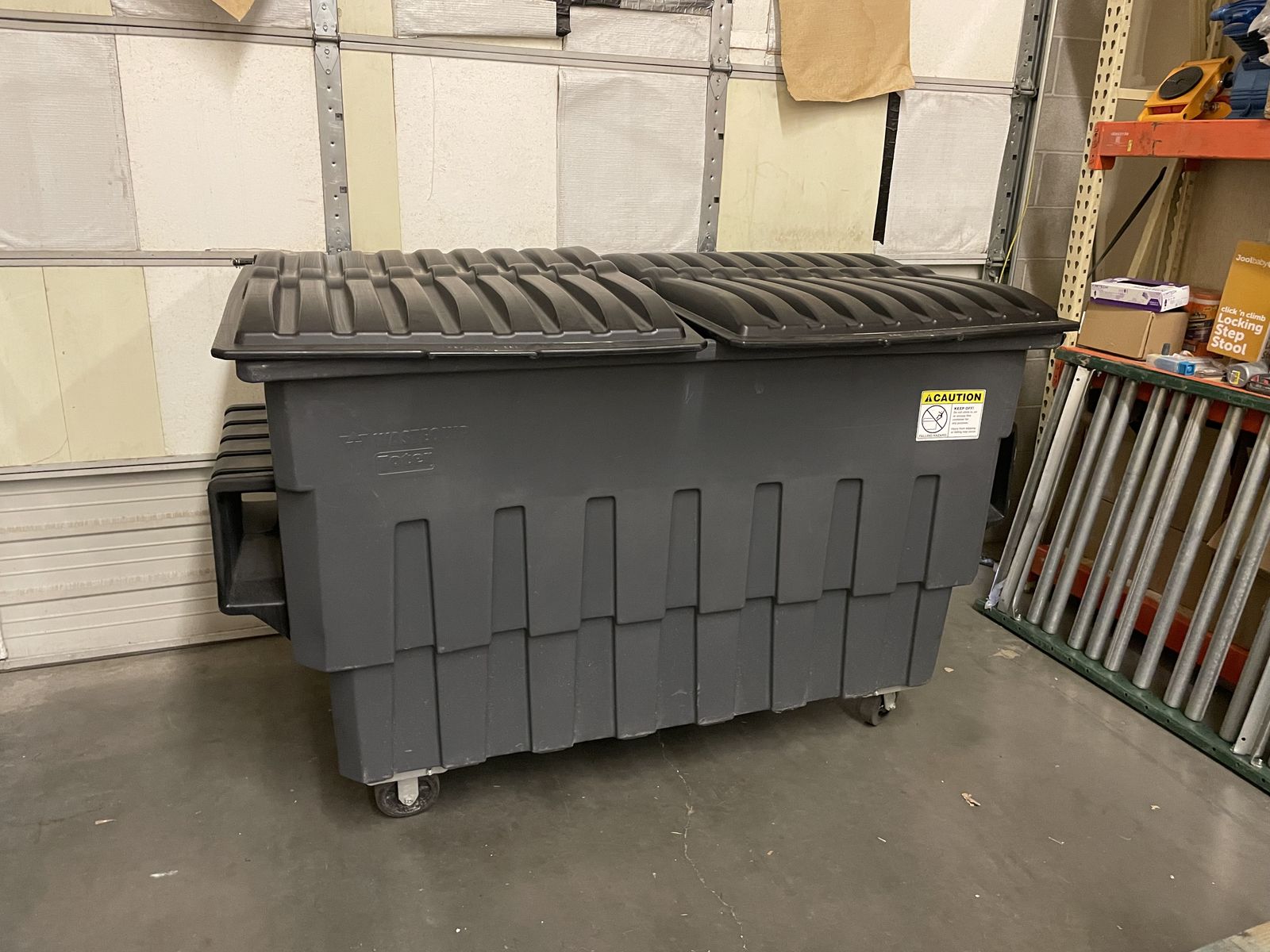 Toter FL020 2-Cu Yd Front Load Waste Container with Lids and Wheels, Gray - 1000 lbs Max Load
