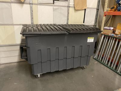Toter FL020 2-Cu Yd Front Load Waste Container with Lids and Wheels, Gray - 1000 lbs Max Load