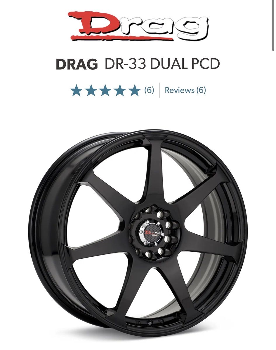 Drag DR-33 15" Black Dual PCD Wheels (5x100/5x114.3) - Set of 4