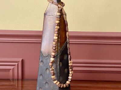 Designer Large Metal Textured Vase - Very Detailed - SZ 16 x 7 Unique Shape - See All Photos