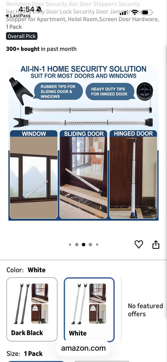 Door security bar. Heavy duty door lock security door jammer door stopper.
