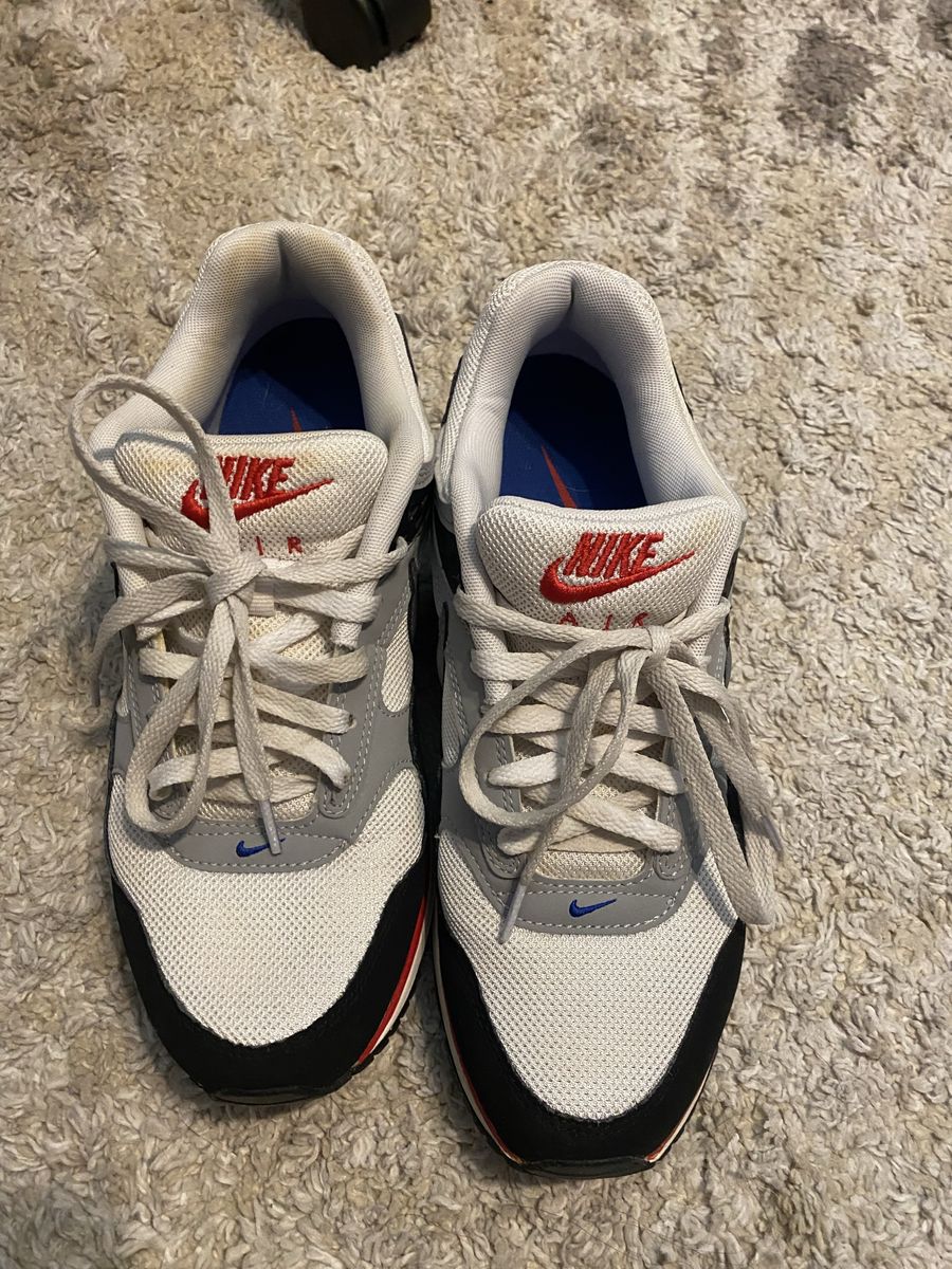 Nike Air Max 90 White Black Red Blue Men's US 9.5 Sneakers Running Shoes