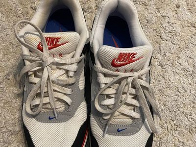 Nike Air Max 90 White Black Red Blue Men's US 9.5 Sneakers Running Shoes