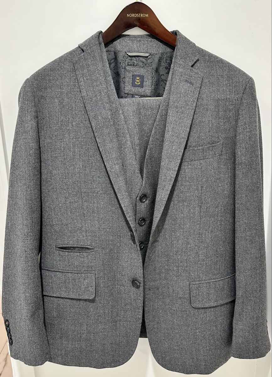Wallin & Bros Gray Flannel 3-Piece Suit Nordstrom