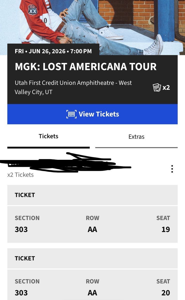 2 tickets to MGK with Wiz Khalifa for Friday, June 26th @ 7pm