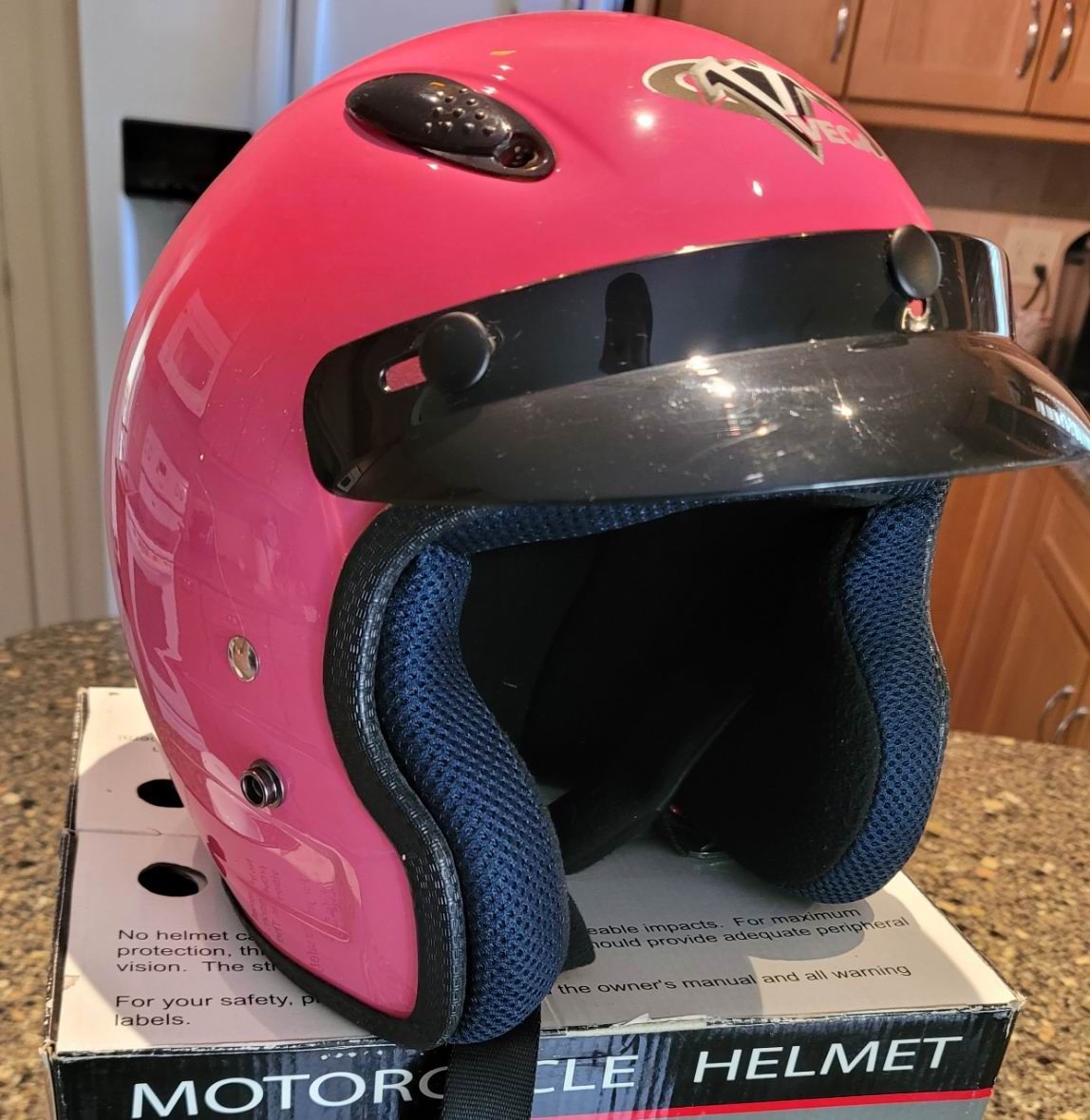 Youth Motorcycle Helmet, Pink, Open-face, Size L
