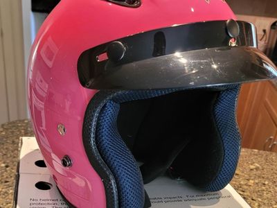 Youth Motorcycle Helmet, Pink, Open-face, Size L