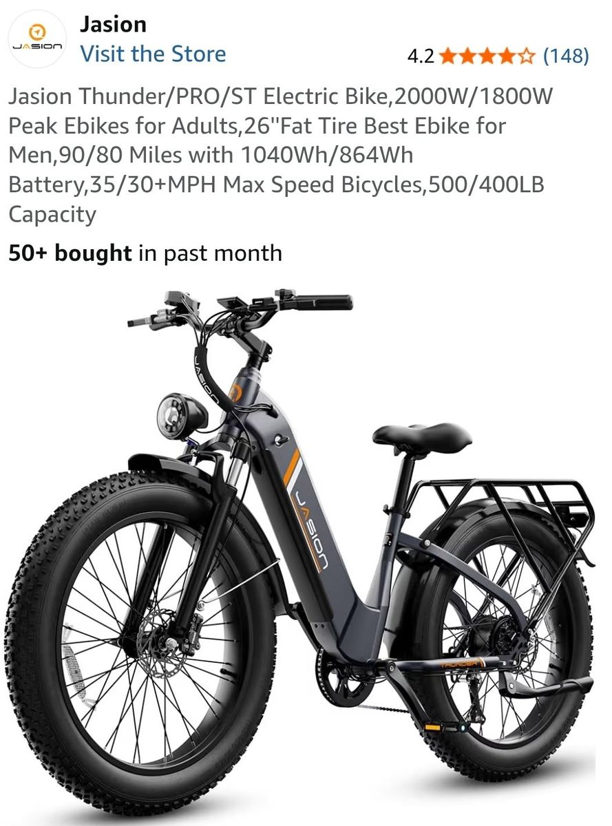 BRAND NEW Jasion Thunder/PRO/ST Electric Bike,2000W/1800W Peak Ebikes for Adults,26''Fat SNOW/OFFROA